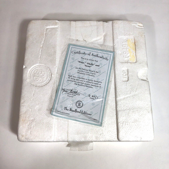 3 Purrfect Little Angels Kitten Ornaments Misty Fluffy Cat Bradford Editions - Picture 8 of 9